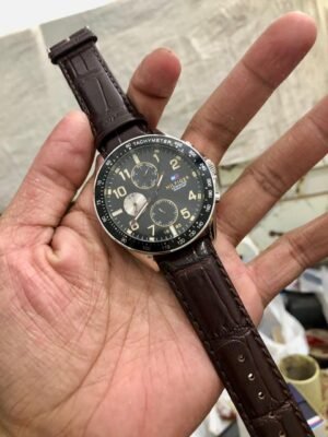 Black Chronograph Men's Brown Leather Watch