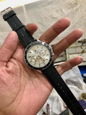 Skeleton Dial Men's Black Leather Automatic Watch
