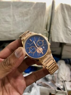 Blue Dial Rose Gold Chronograph Men's Watch