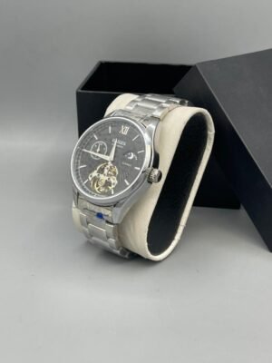 Luxury Silver Skeleton Automatic Men's Stainless Steel Watch