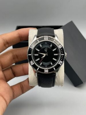 Black Sport Men's Leather Strap Analog Watch